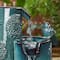 Glitzhome® 31.75" Turquoise 4-Tier Dandelion Texture Vase-Shaped Ceramic Outdoor Fountain with LED Light